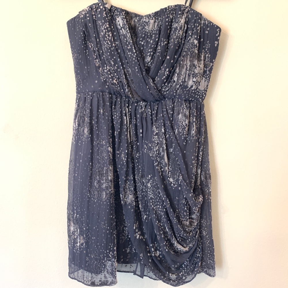 BCBG Strapless Cocktail Mini Dress Grey w/ Pockets